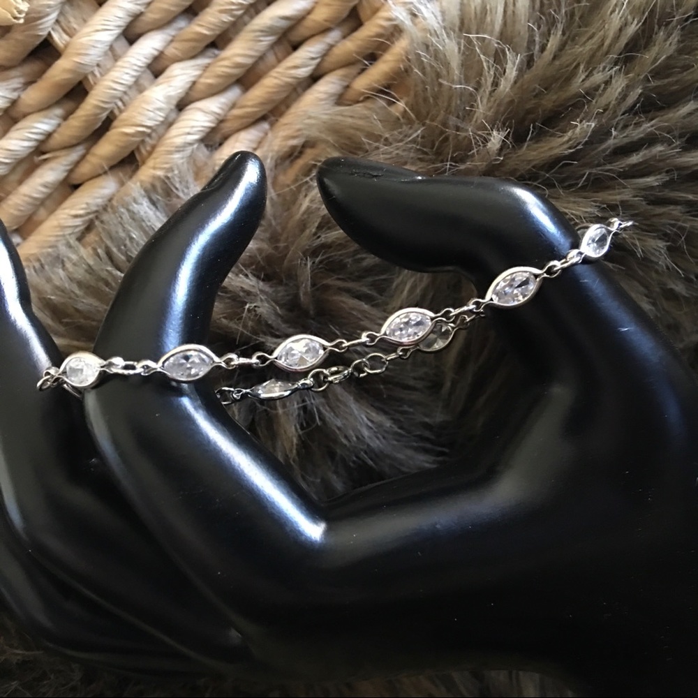 Oval pavilion cut cz 925 sterling silver bracelet